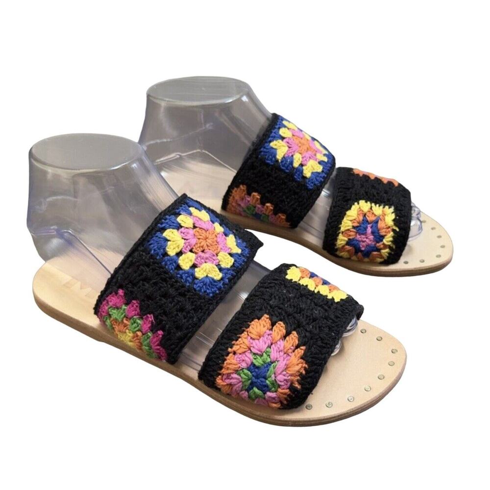 NEW‎ MANEBI Evereve Crochet Double Strap Sandal Flats Slide 36 Ret $175